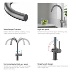 Solid Brass Kitchen Bar Faucet – High-Arc Single Handle Mixer – KFB1801