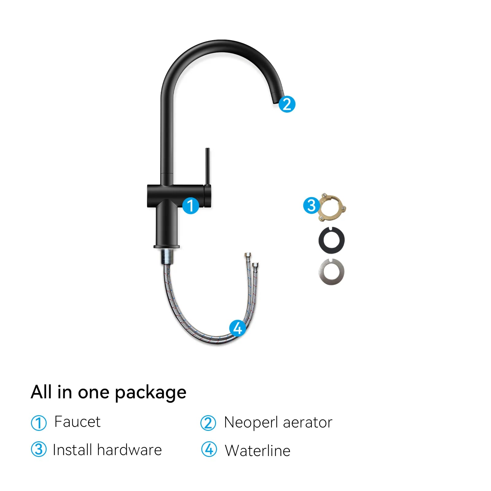 Solid Brass Kitchen Bar Faucet – High-Arc Single Handle Mixer – KFB1801