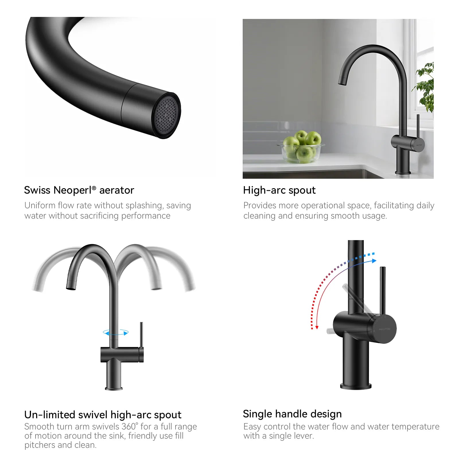 Solid Brass Kitchen Bar Faucet – High-Arc Single Handle Mixer – KFB1801