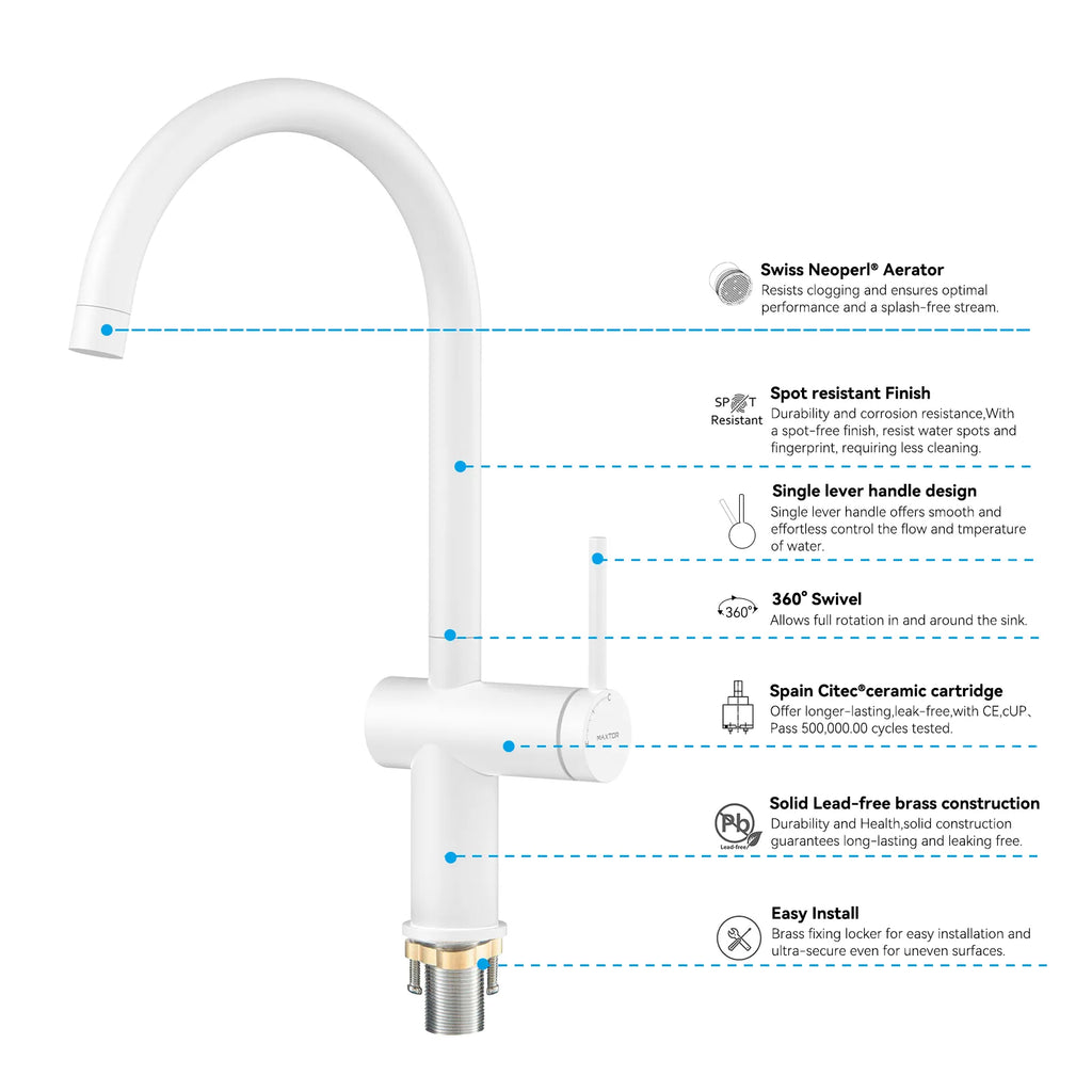 Solid Brass Kitchen Bar Faucet – High-Arc Single Handle Mixer – KFB1801