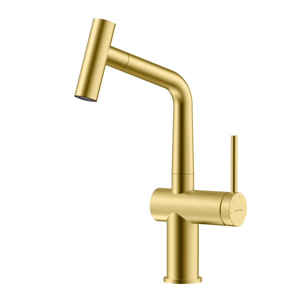Solid Brass Dual-Function Pull-Down Kitchen Faucet – Single Handle Mixer – KFB1806 Brushed Gold