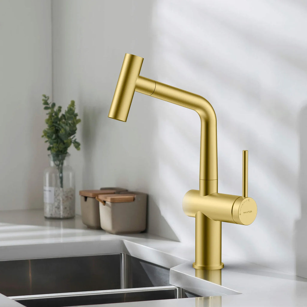 Solid Brass Dual-Function Pull-Down Kitchen Faucet – Single Handle Mixer – KFB1806