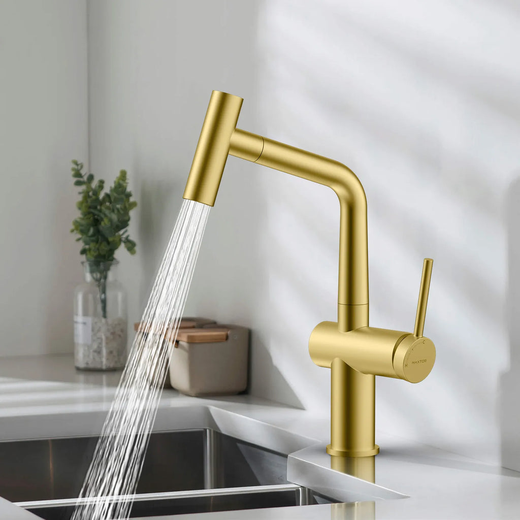 Solid Brass Dual-Function Pull-Down Kitchen Faucet – Single Handle Mixer – KFB1806