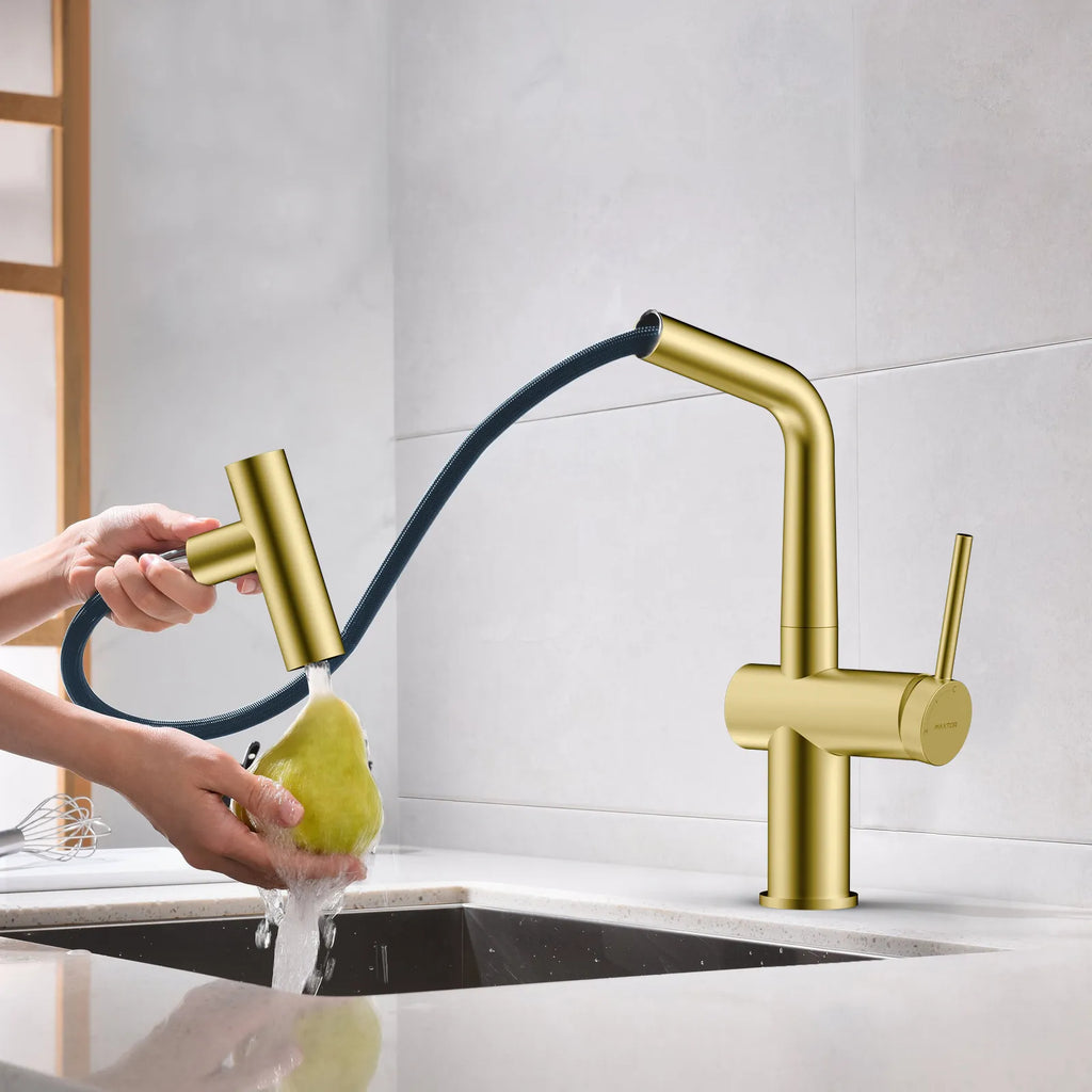 Solid Brass Dual-Function Pull-Down Kitchen Faucet – Single Handle Mixer – KFB1806