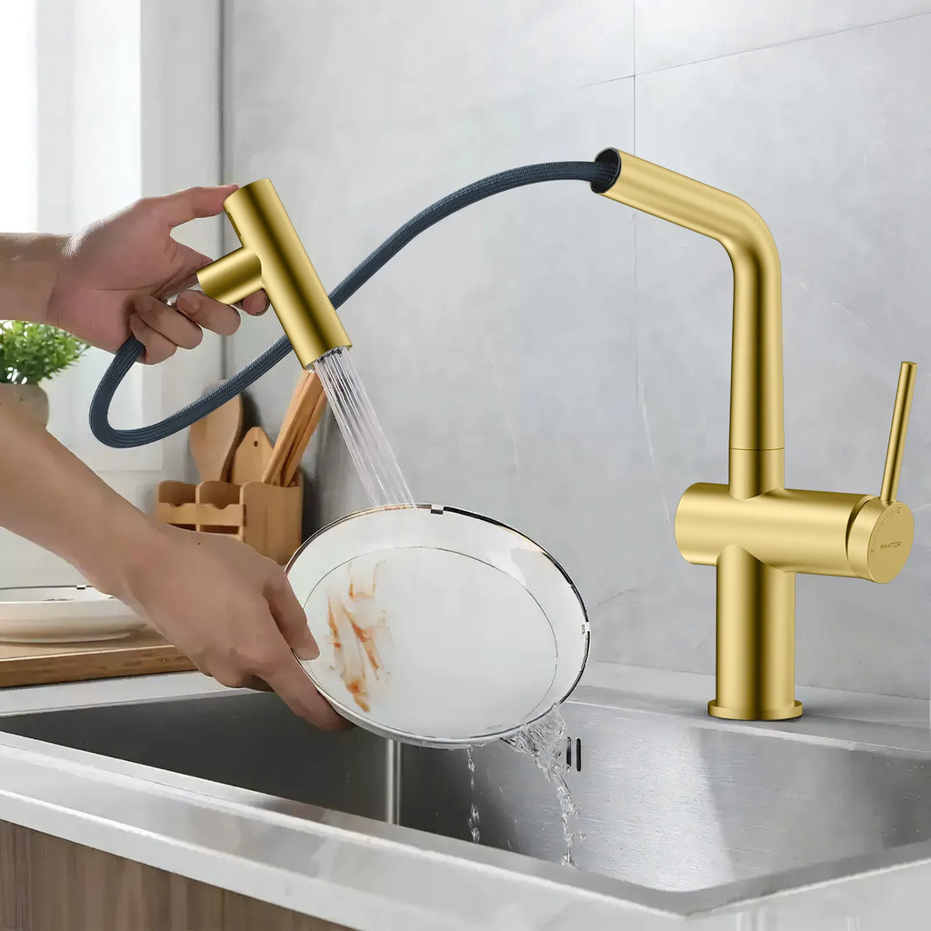 Solid Brass Dual-Function Pull-Down Kitchen Faucet – Single Handle Mixer – KFB1806