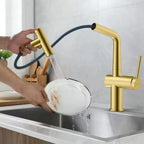 Solid Brass Dual-Function Pull-Down Kitchen Faucet – Single Handle Mixer – KFB1806