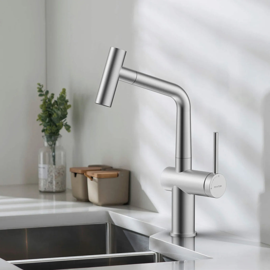 Solid Brass Dual-Function Pull-Down Kitchen Faucet – Single Handle Mixer – KFB1806