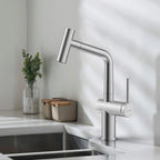Solid Brass Dual-Function Pull-Down Kitchen Faucet – Single Handle Mixer – KFB1806