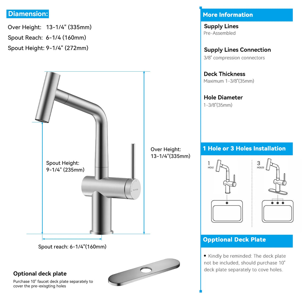 Solid Brass Dual-Function Pull-Down Kitchen Faucet – Single Handle Mixer – KFB1806