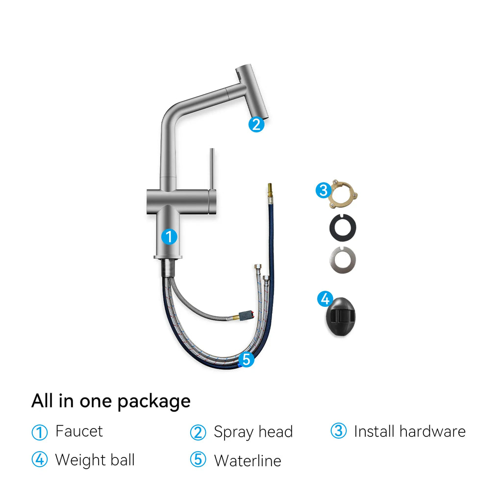 Solid Brass Dual-Function Pull-Down Kitchen Faucet – Single Handle Mixer – KFB1806