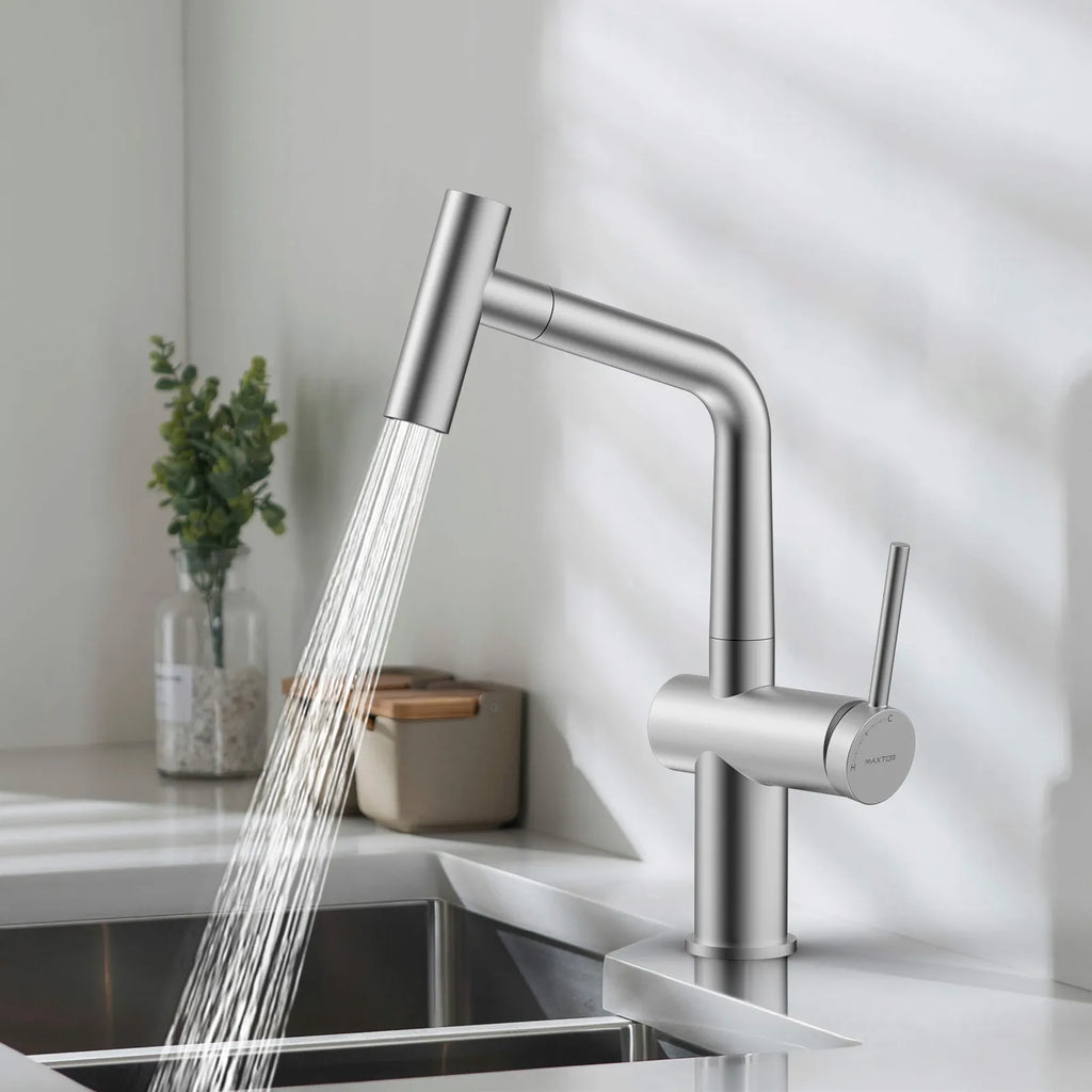 Solid Brass Dual-Function Pull-Down Kitchen Faucet – Single Handle Mixer – KFB1806