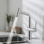 Solid Brass Dual-Function Pull-Down Kitchen Faucet – Single Handle Mixer – KFB1806