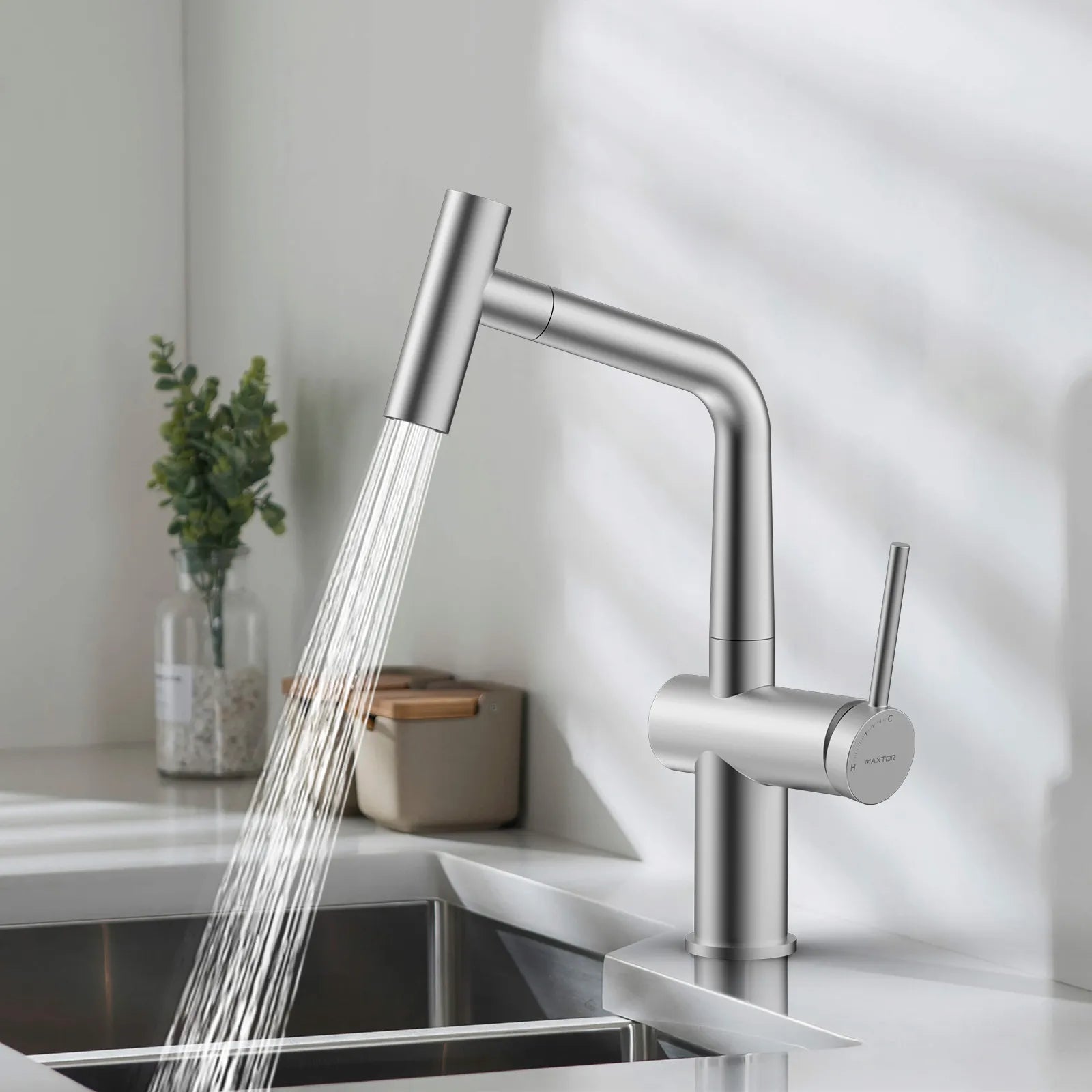 Solid Brass Dual-Function Pull-Down Kitchen Faucet – Single Handle Mixer – KFB1806