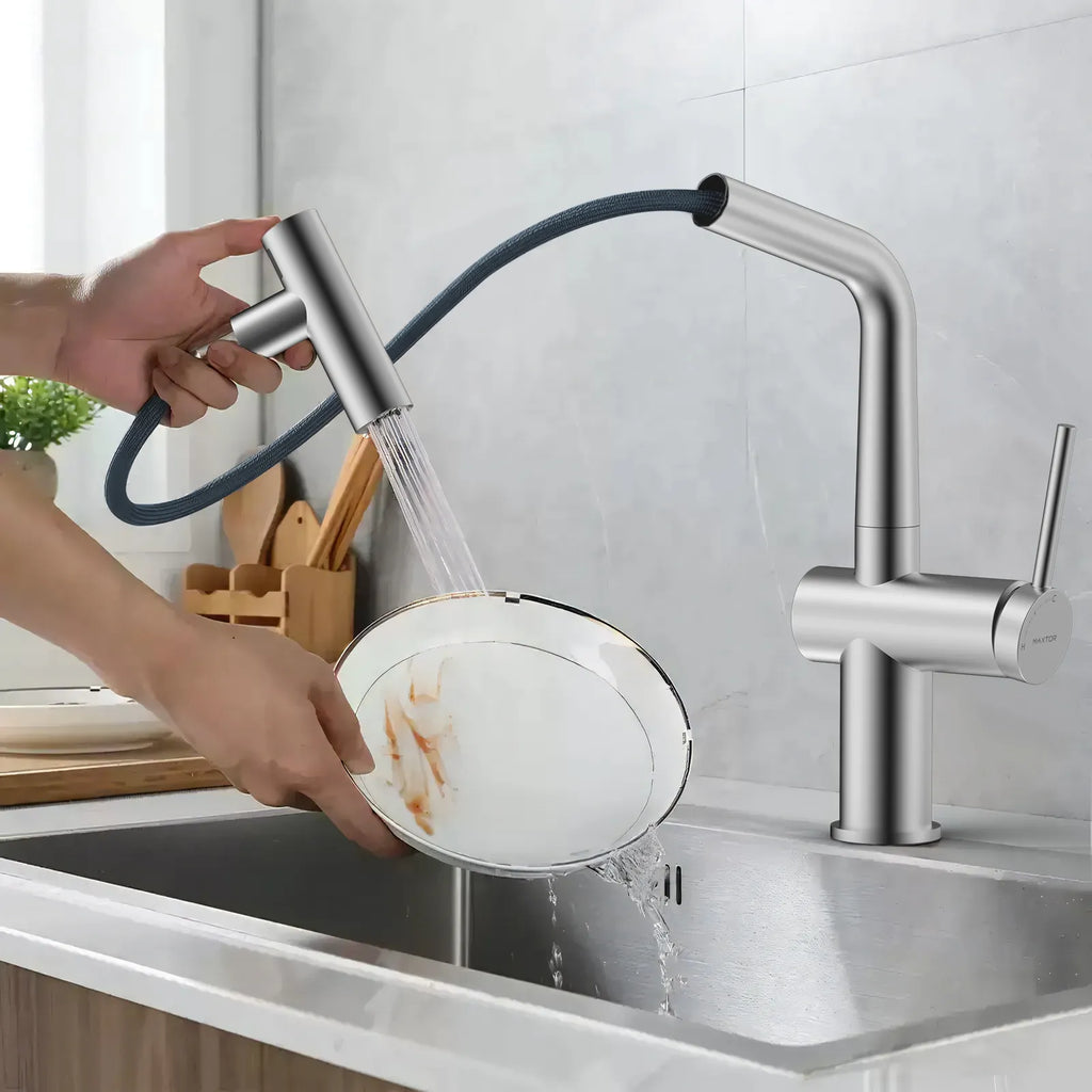 Solid Brass Dual-Function Pull-Down Kitchen Faucet – Single Handle Mixer – KFB1806