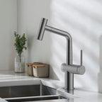 Solid Brass Dual-Function Pull-Down Kitchen Faucet – Single Handle Mixer – KFB1806