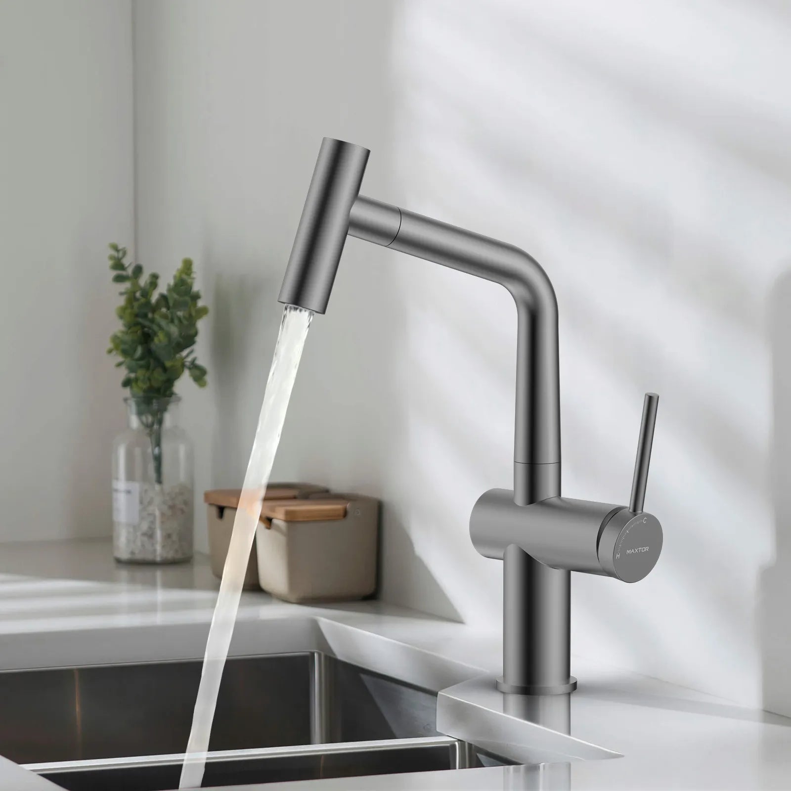 Solid Brass Dual-Function Pull-Down Kitchen Faucet – Single Handle Mixer – KFB1806