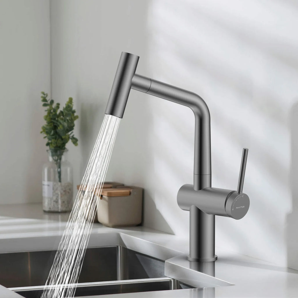 Solid Brass Dual-Function Pull-Down Kitchen Faucet – Single Handle Mixer – KFB1806
