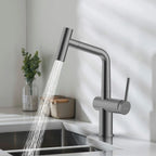Solid Brass Dual-Function Pull-Down Kitchen Faucet – Single Handle Mixer – KFB1806