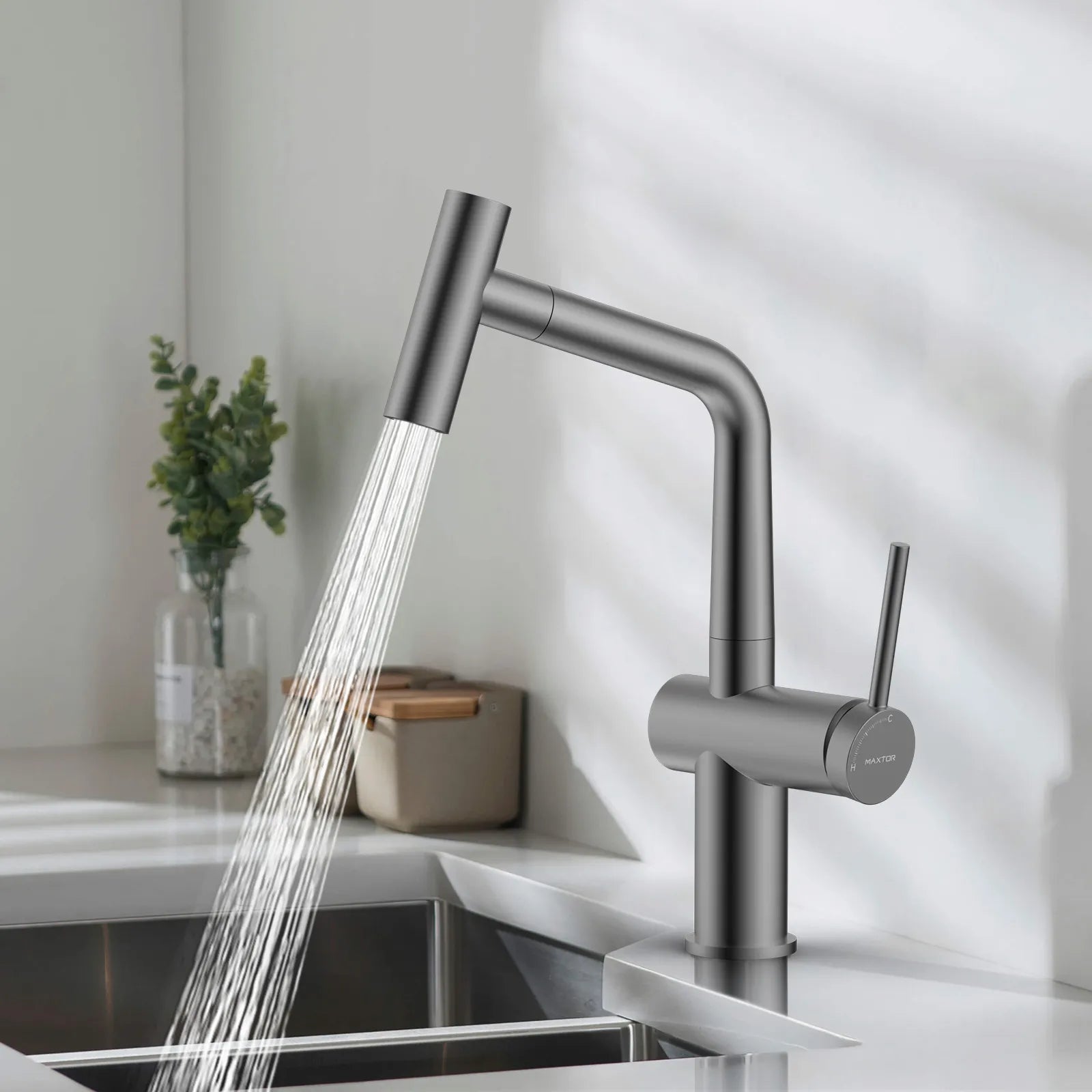 Solid Brass Dual-Function Pull-Down Kitchen Faucet – Single Handle Mixer – KFB1806