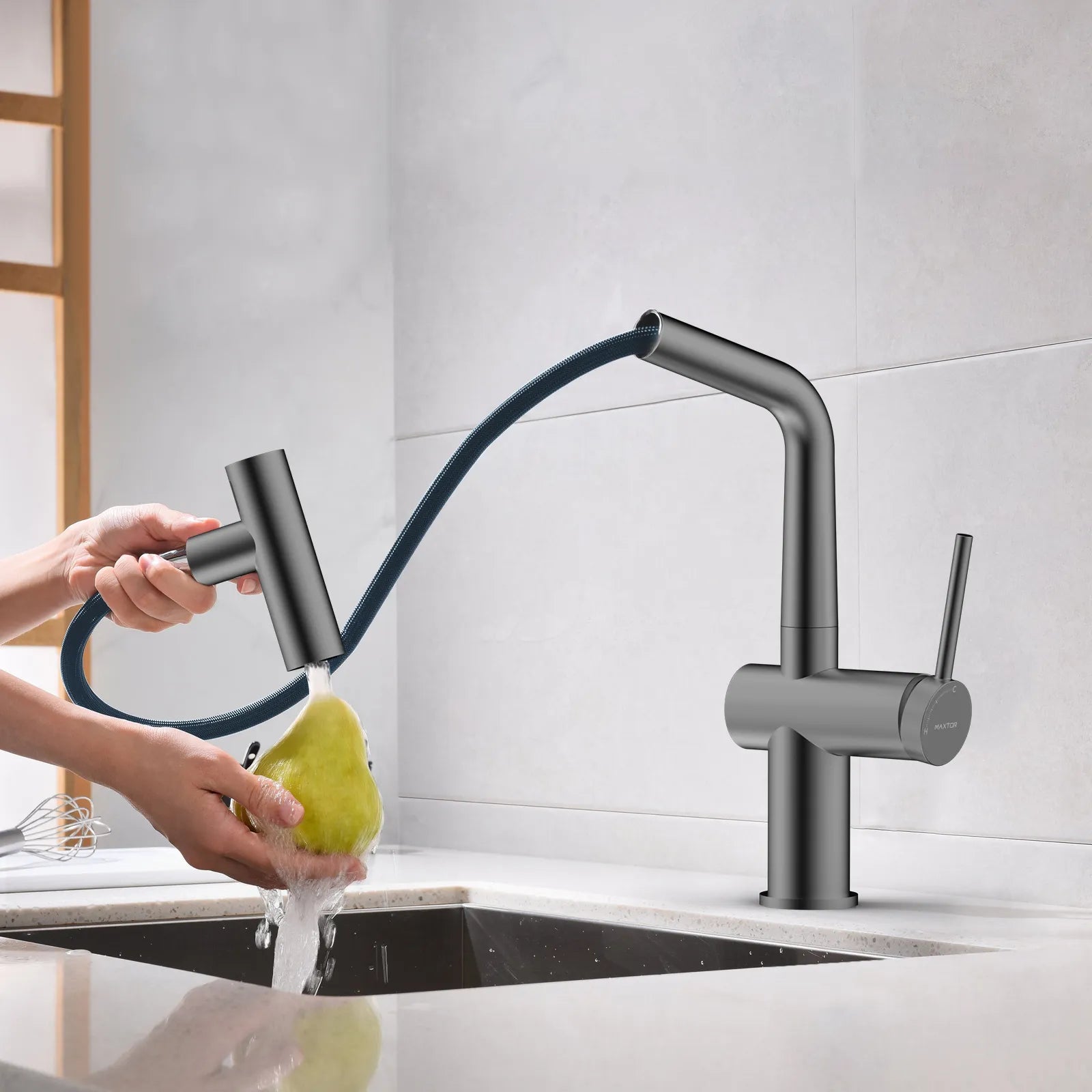 Solid Brass Dual-Function Pull-Down Kitchen Faucet – Single Handle Mixer – KFB1806