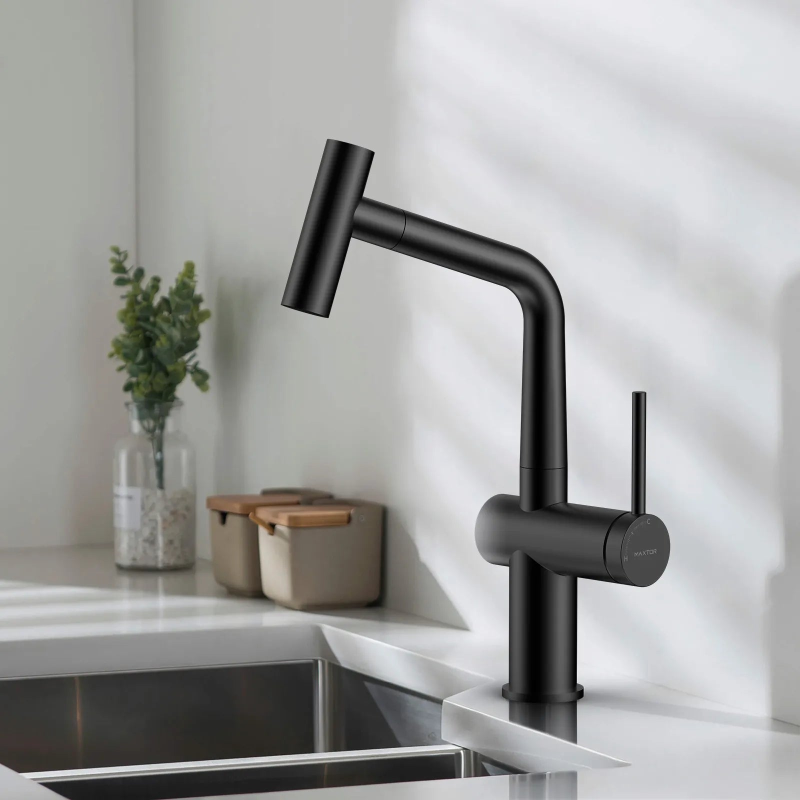 Solid Brass Dual-Function Pull-Down Kitchen Faucet – Single Handle Mixer – KFB1806