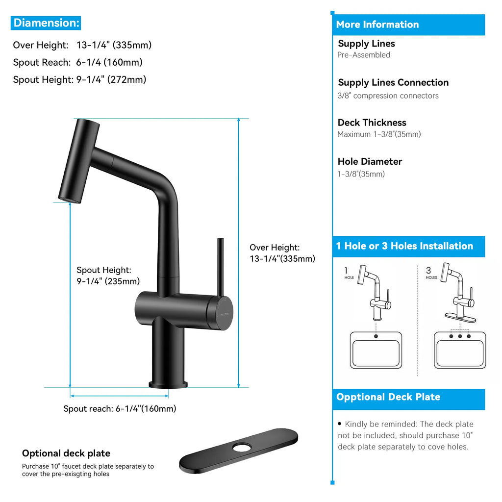 Solid Brass Dual-Function Pull-Down Kitchen Faucet – Single Handle Mixer – KFB1806