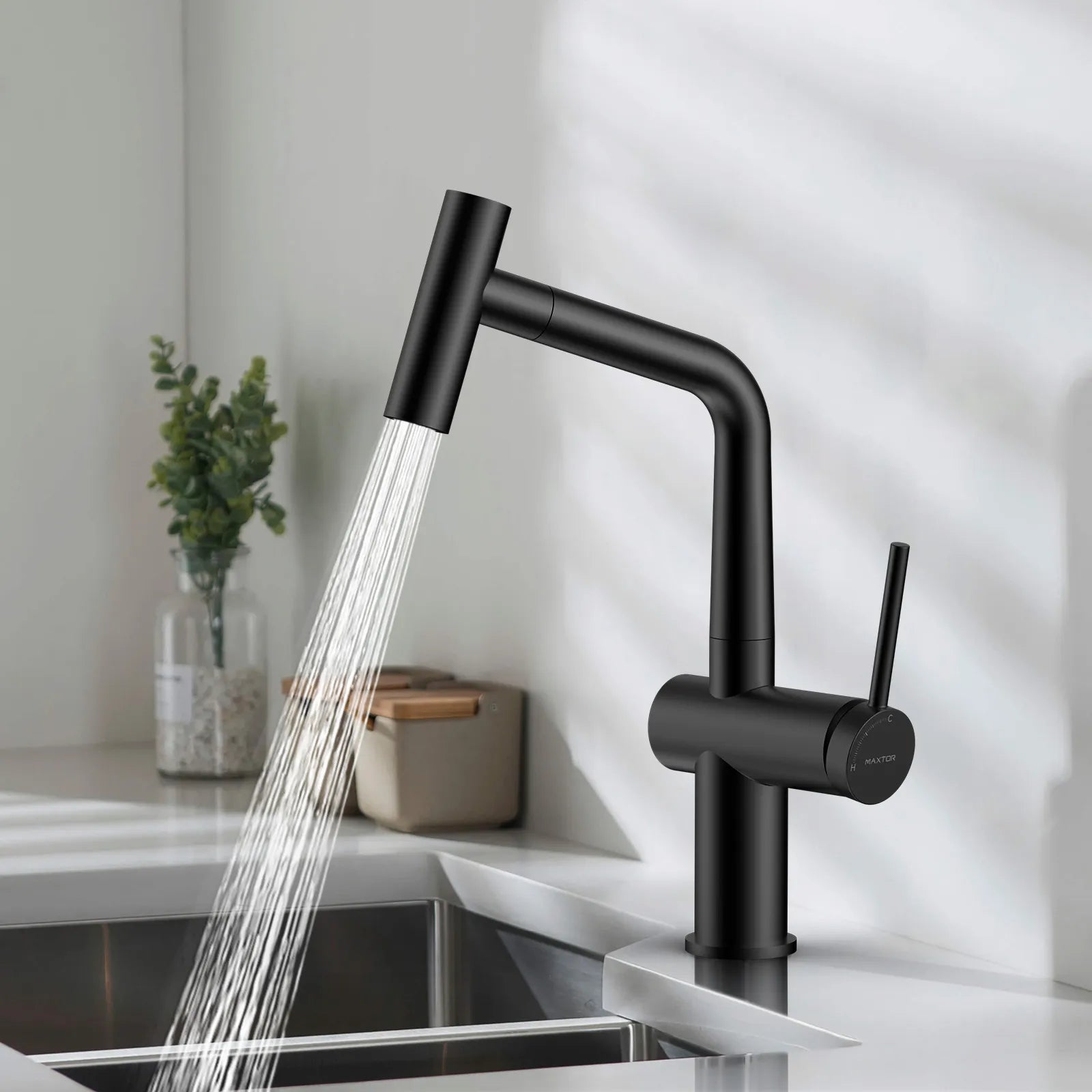 Solid Brass Dual-Function Pull-Down Kitchen Faucet – Single Handle Mixer – KFB1806