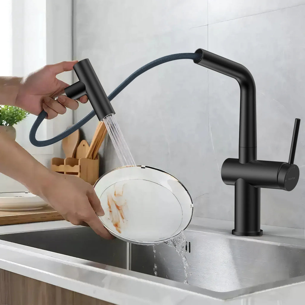 Solid Brass Dual-Function Pull-Down Kitchen Faucet – Single Handle Mixer – KFB1806