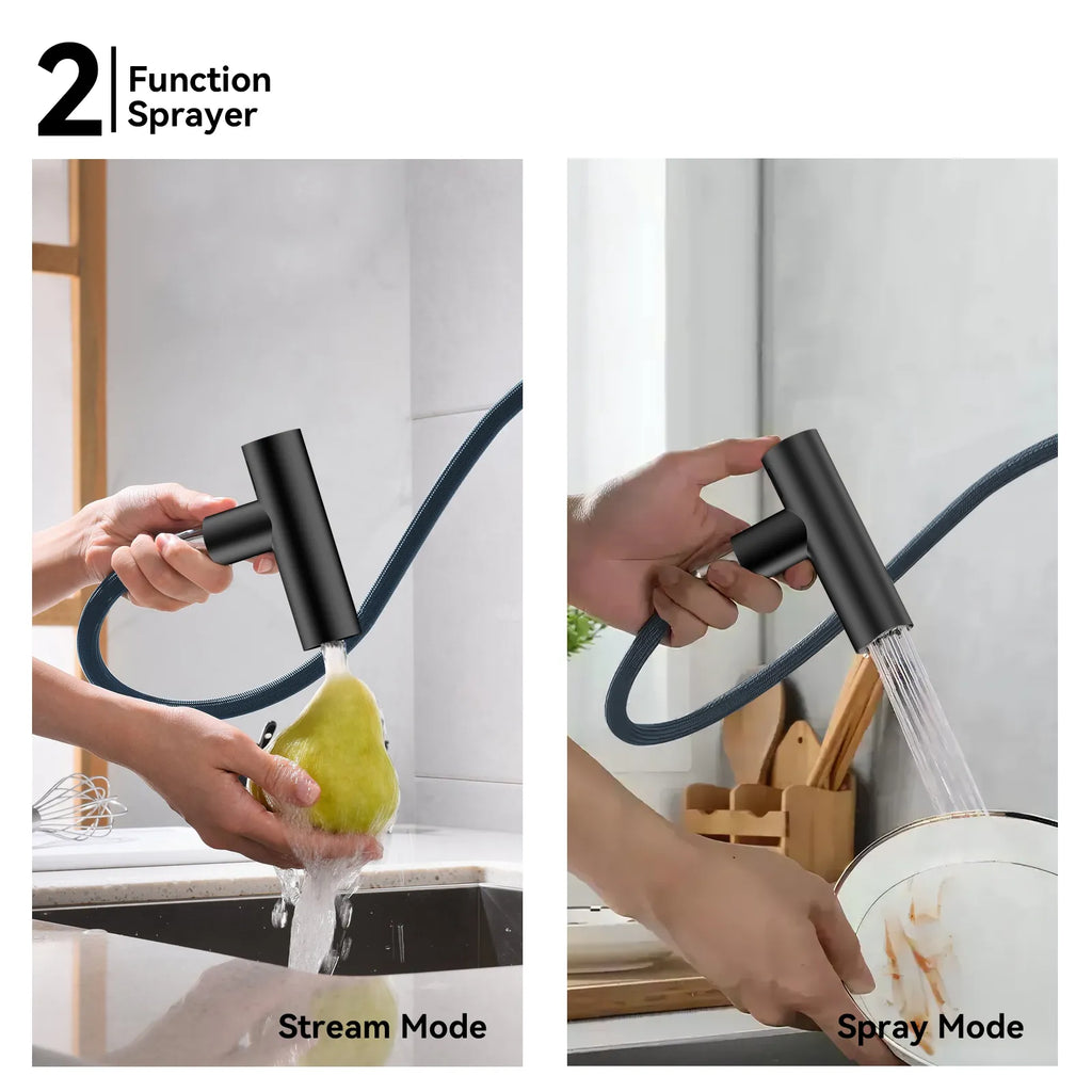 Solid Brass Dual-Function Pull-Down Kitchen Faucet – Single Handle Mixer – KFB1806