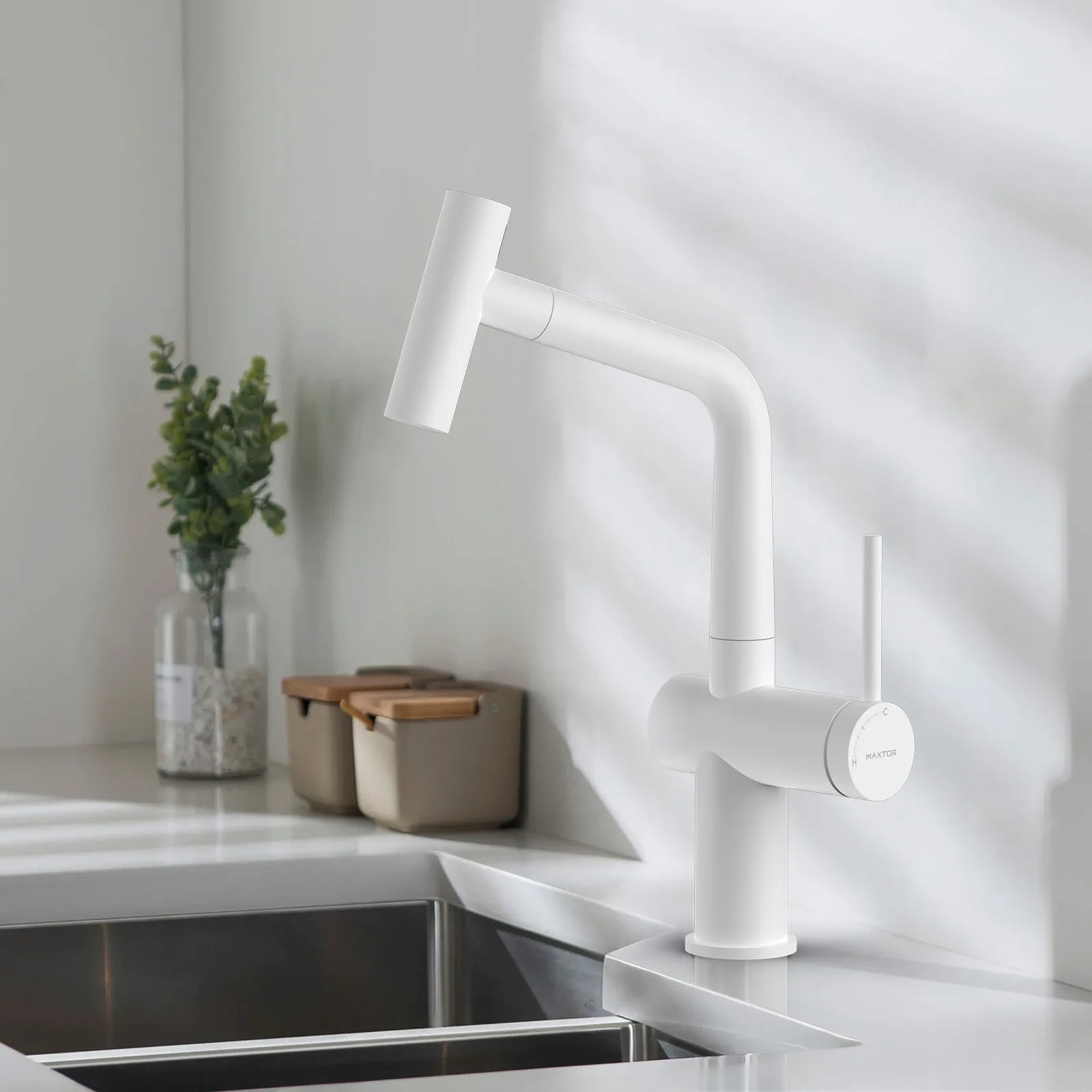 Solid Brass Dual-Function Pull-Down Kitchen Faucet – Single Handle Mixer – KFB1806