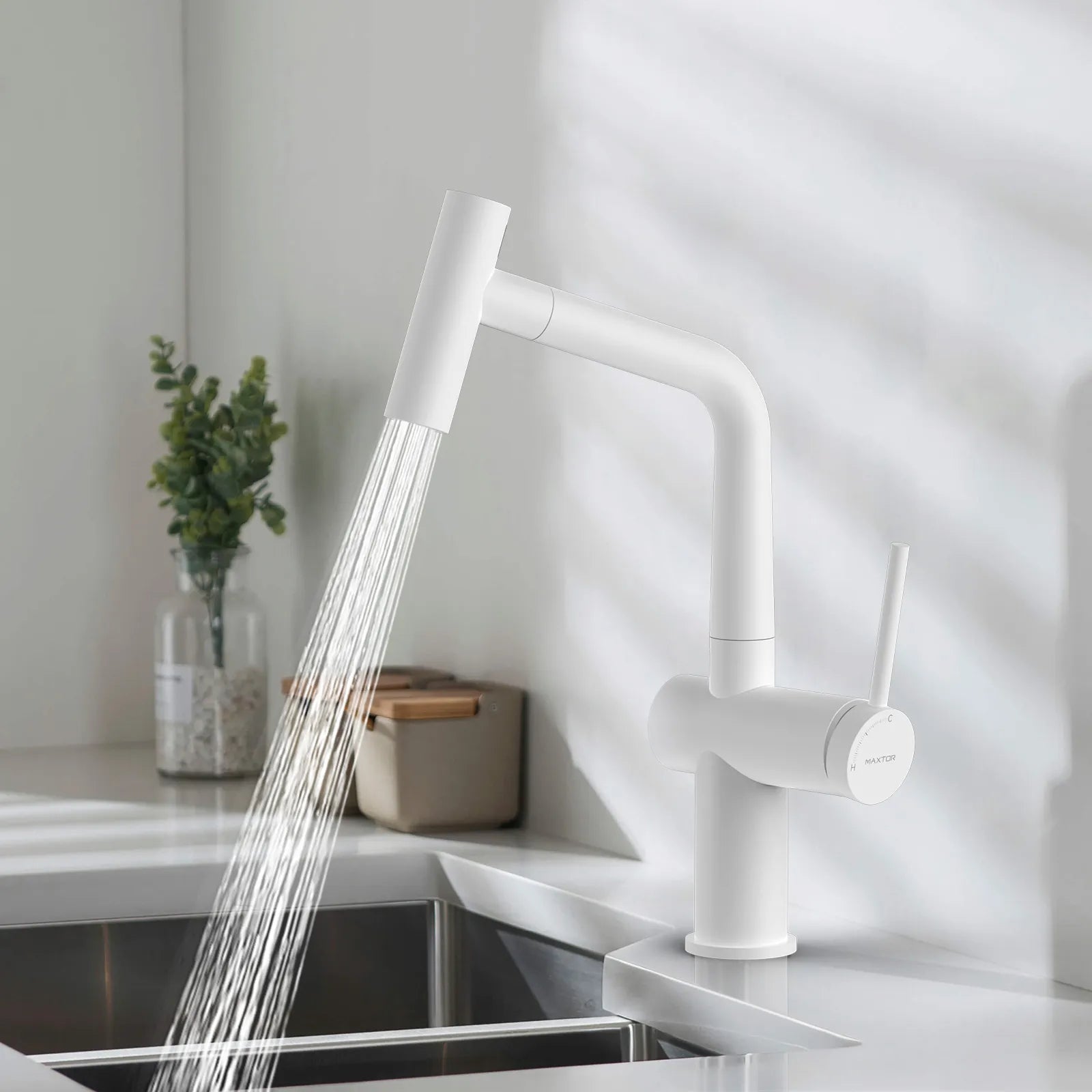 Solid Brass Dual-Function Pull-Down Kitchen Faucet – Single Handle Mixer – KFB1806