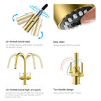 Solid Brass Dual-Handle Pull-Down Kitchen Faucet – Dual Function Spray – KFB2021