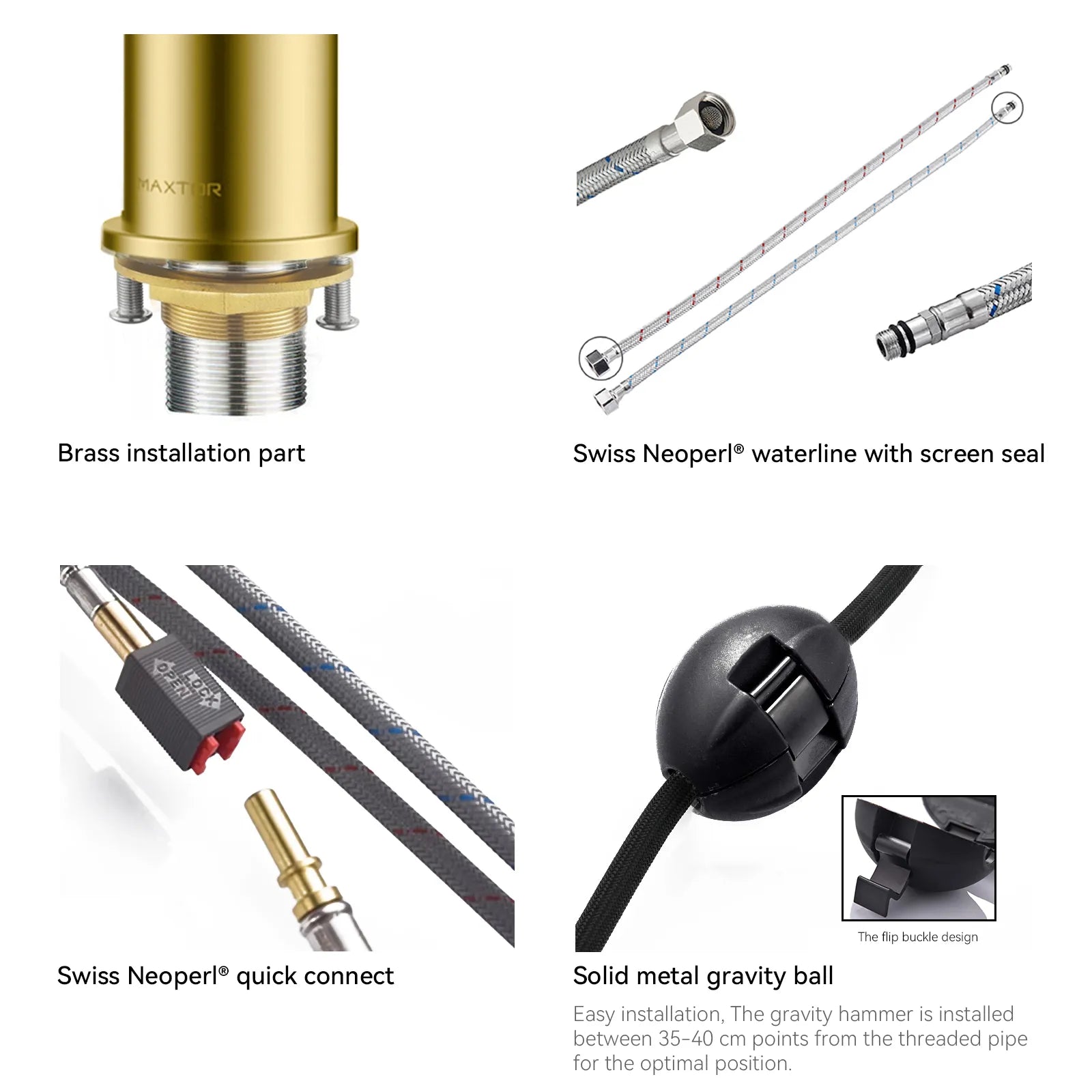 Solid Brass Dual-Handle Pull-Down Kitchen Faucet – Dual Function Spray – KFB2021