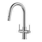Solid Brass Dual-Handle Pull-Down Kitchen Faucet – Dual Function Spray – KFB2021 Brushed Nickel