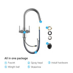 Solid Brass Dual-Handle Pull-Down Kitchen Faucet – Dual Function Spray – KFB2021