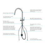 Solid Brass Dual-Handle Pull-Down Kitchen Faucet – Dual Function Spray – KFB2021