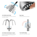 Solid Brass Dual-Handle Pull-Down Kitchen Faucet – Dual Function Spray – KFB2021