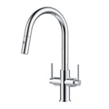 Solid Brass Dual-Handle Pull-Down Kitchen Faucet – Dual Function Spray – KFB2021 Chrome