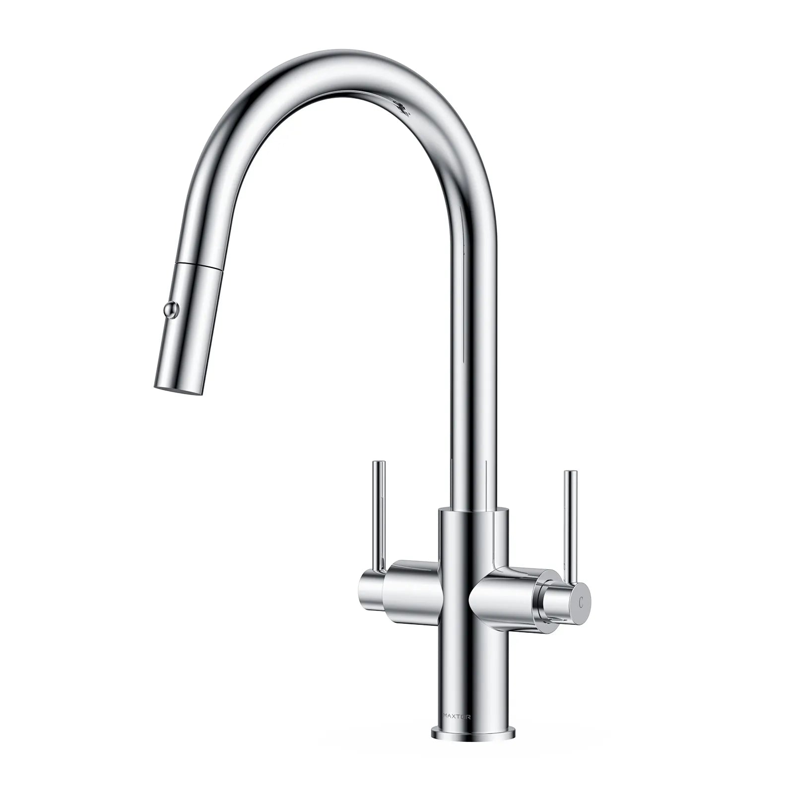 Solid Brass Dual-Handle Pull-Down Kitchen Faucet – Dual Function Spray – KFB2021 Chrome