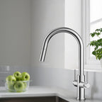 Solid Brass Dual-Handle Pull-Down Kitchen Faucet – Dual Function Spray – KFB2021