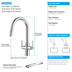Solid Brass Dual-Handle Pull-Down Kitchen Faucet – Dual Function Spray – KFB2021