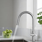Solid Brass Dual-Handle Pull-Down Kitchen Faucet – Dual Function Spray – KFB2021