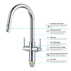 Solid Brass Dual-Handle Pull-Down Kitchen Faucet – Dual Function Spray – KFB2021