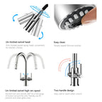 Solid Brass Dual-Handle Pull-Down Kitchen Faucet – Dual Function Spray – KFB2021