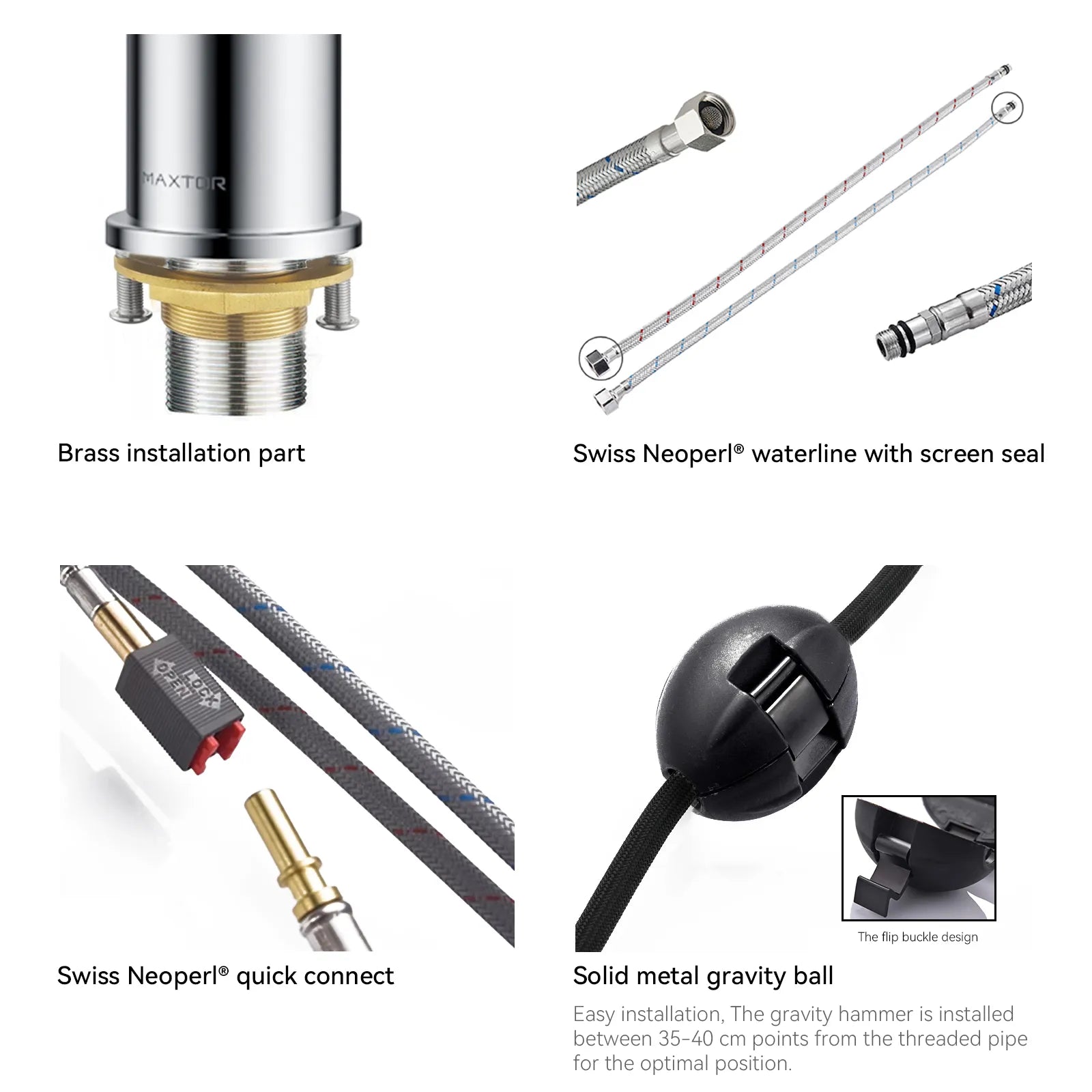 Solid Brass Dual-Handle Pull-Down Kitchen Faucet – Dual Function Spray – KFB2021