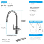 Solid Brass Dual-Handle Pull-Down Kitchen Faucet – Dual Function Spray – KFB2021