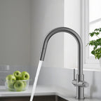 Solid Brass Dual-Handle Pull-Down Kitchen Faucet – Dual Function Spray – KFB2021