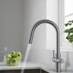 Solid Brass Dual-Handle Pull-Down Kitchen Faucet – Dual Function Spray – KFB2021