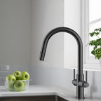 Solid Brass Dual-Handle Pull-Down Kitchen Faucet – Dual Function Spray – KFB2021