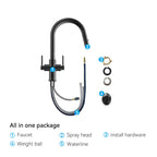 Solid Brass Dual-Handle Pull-Down Kitchen Faucet – Dual Function Spray – KFB2021